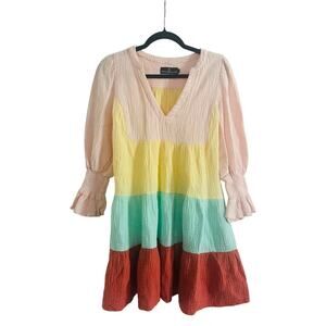 Tuckernuck Pomander Place Kenzo Dress Sorbet Colorblock Gauze Mini Dress - Sz S